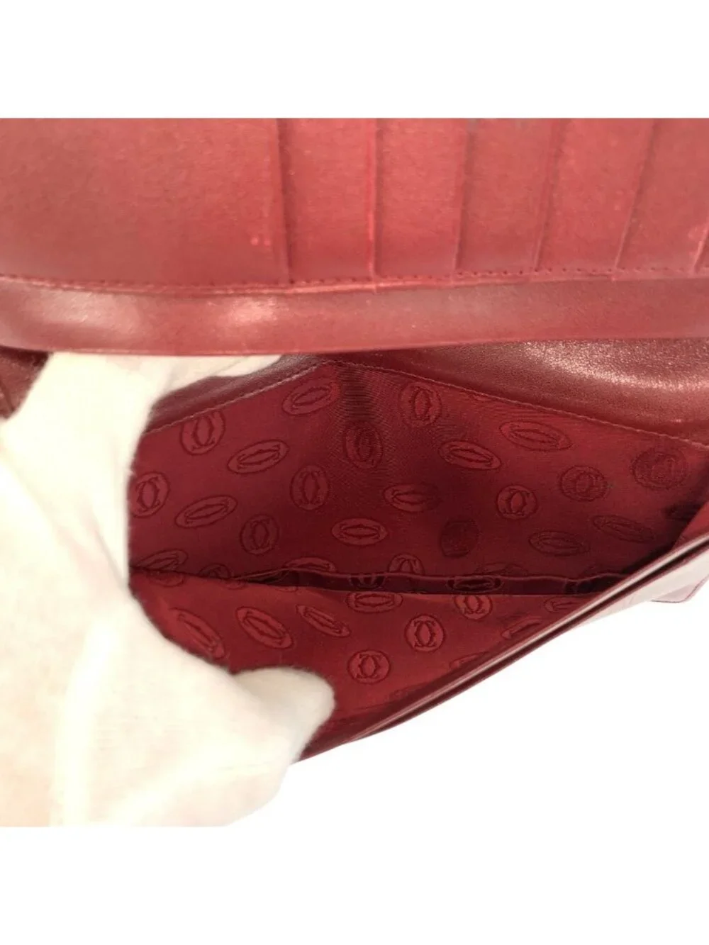 Cartier Must Line Bordeaux Gold Leather Wallet Billfold